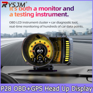 RYSJM | P28 Car Tachometer HUD OBD+GPS Gauge Digital Speedometer Turbo RPM Water Temperature With Gesture Recognition Overspeed Alarm