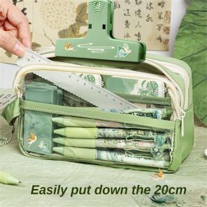 LVYIMAO Cartoon Pencil Case Five Layer Large Capacity Stationery Box Zipper Design Student Portable Pencil Case Transparent Stationery Bag Student Stationery