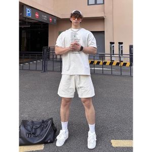 Cleanfit Mens Basketball Sports Shorts Casual Loose Straight American Style Summer Trendy Five-Quarter Length Pants