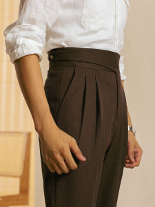 Juesion Casual Suit Pants Mens Straight-leg Loose Style Buckle Classy Drape Double Pleated Business Juesion Trousers