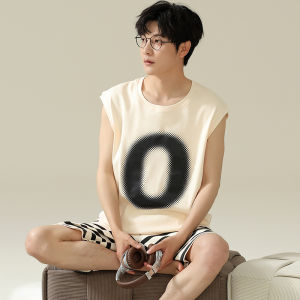 Bộ đồ ngủ nam MiiOW Cat Man bằng cotton áo không tay rộng rãi thoải mái - mùa hè