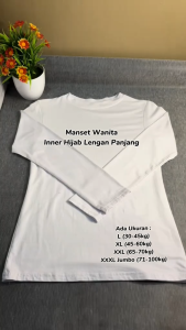 Manset Lengan Panjang Kaos Polos Hitam Wanita Muslimah Standart & Jumbo