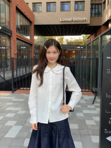 NIHAOKANONG | Áo Blouse Nữ Thiết Kế Cổ Lớp Tay Dài