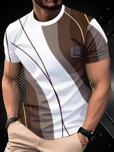 Mens Fashion 3D Printed Mens T-Shirt Crew Neck Short Sleeve Summer Crew Neck T-Shirt Casual Wear Polyester Fiber Regular