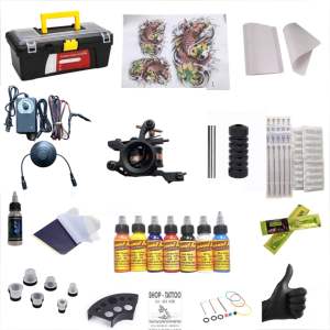 Bộ 1 máy xăm trung cấp D2 kèm 7 mực xăm và hộp đựng máy