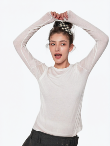 ANN ANDELMAN | Stylish White Two-Piece Thin Long Sleeve T-Shirt