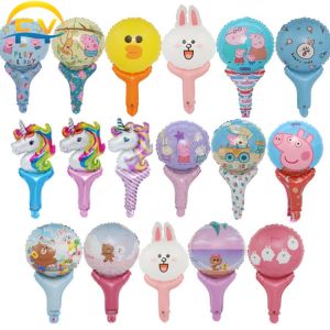 FY 1pc Handstick Foil Balloon Unicorn Doraemon Sally Cony Belon Party Cartoon Foil Balloon Birthday Party Hand Balloon