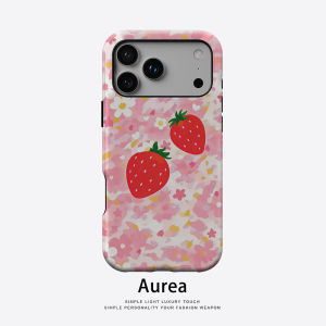Potdemiel | Aurea Case Matte Bumper For Magsafe Case For iPhone 18 17 16 15 14 Plus 13 Pro Max Shockproof Hard PC Strawberry Flower Cover