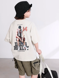 Áo Thun Ngắn Tay Mùa Hè Cho Bé Trai Bé Gái In Hình Năng Động Cổ Tròn | JJ Kids Fashion