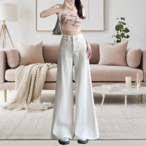 High Waist Wide Leg Jeans Womens Loose Fit Straight Tube Floor-Length Pants Autumn 2025 New Style Retro Cotton Stretch Denim
