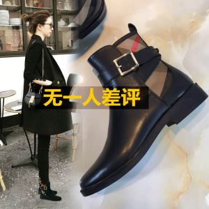 Chelsea 2025 New Martin Boots Womens Soft Leather Flat Bottom Versatile British Style Short Boots Autumn Winter Fleece Lined