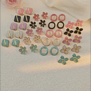 Multiple Stud Earrings for WomenColorful Irregular Geometric Flower Earrings Set Summer Stainlees Steel Jewellery for Women