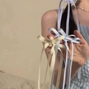 Fashionable Simple Girl Style Clip Original Design Duckbill Clip Hair Clip Ornament Handmade Fairy Cute Girl Bow Streamer