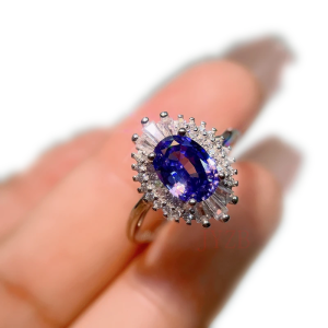 Natural Tanzanite Ring for Women S925 Pure Silver Inlaid Classic Simple Blue Gem Ring