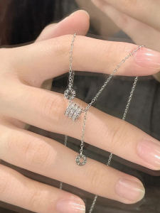 999 Pure Silver Necklace Womens Style Luxury Minimalist Fashionable Birthday Gift Cross Chain Design Star/ Moon/ Cloud Pattern