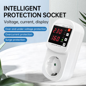 Aideepen | Voltage and current protection socket Overvoltage and undervoltage protector AC 220V 16A adjustable EU plug safety protector