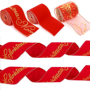 ริบบิ้นสีทองสีแดงยาว2เมตรสำหรับตกแต่งต้นคริสต์มาสด้วยตัวเองโบว์ริบบิ้นห่อของขวัญสำหรับงานเลี้ยงปีใหม่2024