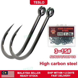 【TESLO】🔥Malaysia In Stock🔥 mata kail with hole jig head hook high carbon steel barbed fishing hook fish set casting lure hook cangkuk karbon tinggi 钓鱼魚鉤