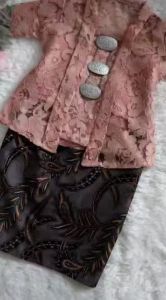 Kebaya Kids Newborn - 4Y Kebaya Budak Baju Raya Budak 2023 Dusty Pink Salmon Colour