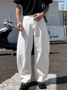 Oversized Baggy Mens Jeans Nostalgic Splicing Y2K Denim Pants 2025 Autumn New Fashion Wide leg Hip Hop Trousers Streetwear