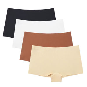4Pcs Phụ Nữ Của Quần Lót vải lụa lạnh một mảnh Boyshorts eo vừa Đồ Lót Nữ quần boxer thoáng khí Tóm Tắt XS-XL