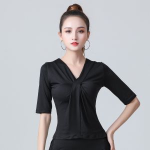 Women Latin Dance Short Sleeve Top Professional Ballroom Competition Stage Performance Top Tango Cha Practice Dance Wear