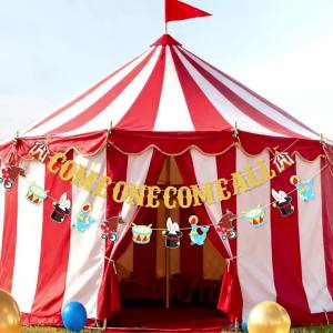 Gold Come One Come All Circus Banner Carnival Paper Garland for Birthday Big Top Theme Indoor Outdoor Party Decoration Supplies