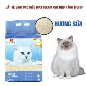 [1 thùng 6 bịchCát đậu nành vệ sinh cho mèo Max Clean - cát tofu siêu vón cục không bụi tan trong nước hương thơm dễ chịu
