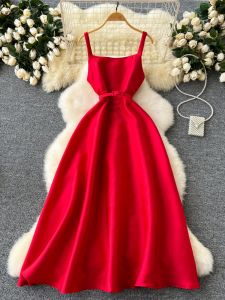 Thanh Lịch Dài Pháp Vòng Eo Lễ Phục Đảng Đầm Nữ Phong Cách Chị Gái Cảm Giác Cao Cấp Không Dây Bóng Lễ Phục Váy Mùa Hè Đầm Dạ Hội