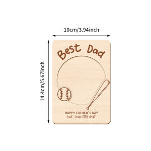 Wooden Photo Frame Ornament Best Dad Baseball Pattern Picture Frame Father’s Day Tabletop Display Photo Holder Gift for Papa Dad