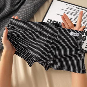 Men Underwear Boys Stripes Pure Cotton Boxer Shorts Trendy Minimalist Mid Waist Sports Fashion Loose Boxer Shorts