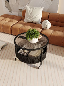 MUYUNGONG | Round Luxurious Creamy Glass Coffee Table Suitable for Small Households