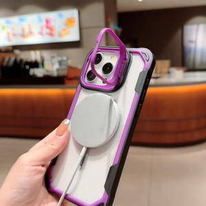 Case iPhone Hollow MagSafe | Clear Back • Magnetic Stand • Anti Benturan & FREE LEN RING !! For Iphone 11 12 13 14 15 16 17 Pro Max