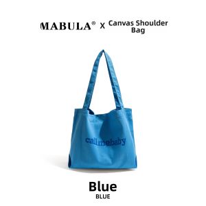 MABULA | Korean Style Letter Canvas Tote Large Capacity Casual Handbag