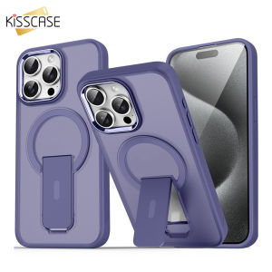 Kisscase với chân đế invisable đứng Matte Ốp điện thoại cho Iphone 15 14 13 12 11 Pro Max cộng với MagSafe không dây sạc Frosted cứng PC chống rơi Chống Sốc Ốp lưng cho iPhone 15 14 13 12 11