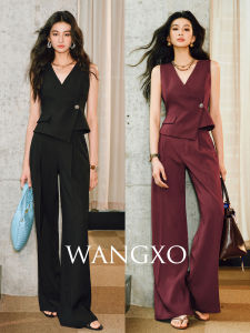 WANGXO | Bộ Quần Tây Kéo Dập Ly và Áo Vest Chất Liệu Lụa Mát Mẻ