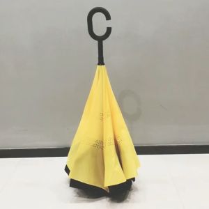 Double Layer Innovative Inverted Umbrella Inverted Car Umbrella With Smart C Shape Handle