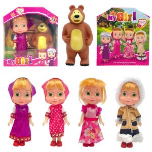 6.5 inch Anime Masha and The Bear Doll Simulation Studded toy Cute Figurine Model Gift for Girl