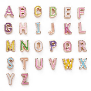 Candy Color Cute Alloy Enamel A-Z Letters Beads DIY Customized Name Alphabet Charms For Handmade Bracelet Necklace Earring Keychain DIY Craft Jewelry Making Accessories