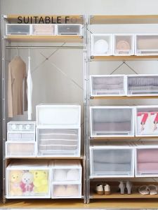 High Quality Storage Box Organizer Stackable Drawer Plastic Bedroom Wardrobe Clothes Storage Organizer White Box Organizer