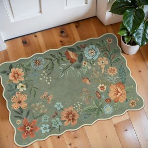 VIKAMA Printed Washable Entrance Carpet Anti-Slip Ultra-Thin Door Mat Indoor Entrance Anti-Stain Small Carpet Bathroom