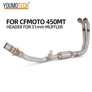 51mm For CFMOTO 450MT 450 MT 2024 2025 Motorcycle Exhaust Full Systems Pipe Stainless steel Front Link Pipe Connect Tube Slip-on CFmoto MT 450