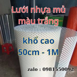 LƯỚI NHỰA MÀU TRẮNG( KHỔ CAO 50CM - MẮT LƯỚI 1CM - 2CM )LƯỚI MẮT CÁO LÀM HÀNG RÀO