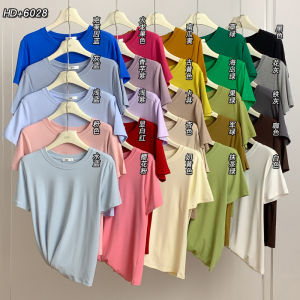 เสื้อยืดคอกลมแขนสั้นผู้หญิงทรงหลวมสไตล์โมดอลสีลูกกวาด แฟชั่นฤดูร้อน 2024 เสื้อชั้นในลำลองสำหรับผู้หญิงอายุ 18-35 ปี