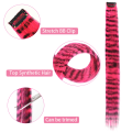 Synthetic Hair Extension 18 Inch Colorful Clip-In Hair Extensions Leopard Print Hairpiece For Women Girls Party Daily Use. 