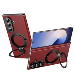 For Magsafe Case With Hinge Protection For Samsung Galaxy Z Fold 8 7 6 5 4 3 Magnetic Leather Case Ring Stand & Screen Protector