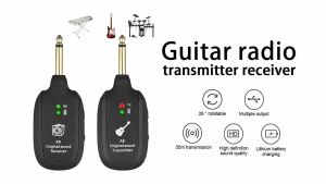 ระบบกีต้าร์ไร้สาย 2.4GHZ เครื่องส่งสัญญาณกีต้าร์ไฟฟ้าพร้อมแบตเตอรี่ลิเธียมแบบชาร์จไฟได้ในตัวสําหรับ 20Hz-20kHz สําหรับกีตา