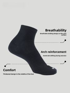 Decathlon Running Socks Mens Breathable Quick Dry Thin Mid-Calf Sports Socks Short Socks 3 Pairs Moisture Wicking Cushioning