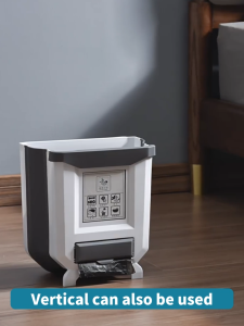 7L Kitchen Wall-mounted Folding Trash Can Bathroom Clock-in-free Garbage Storage Container