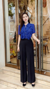 Quần tây ống Suông quần tây công sở quần tây lưng cao quần ống rộng quần tây nữ quần big size 06